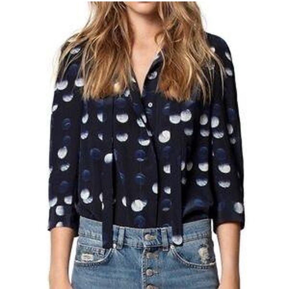 Zadig & Voltaire half moon blouse - Navy blue and White